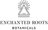 Enchanted Roots Botanicals Logo Sacred geometry, symbolizing 3 bodies (body, mind, spirit), Triangle with 2 lines below the line of the bottom triangle, 2 circles behind the apex of the top of the triangle with 13 dots representing 13 moons of the year